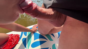 Brunette with natural tits and big ass enjoys sex in nature by a beautiful river outdoor amateur couple pov sex