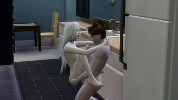 Vampire slut coated in cum deep throats