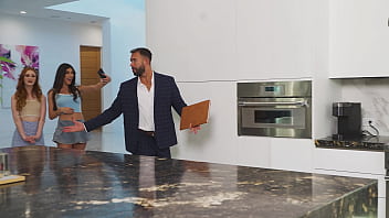 Sex crazed content creators aubry babcock and scarlet skies tempt hung realtor into threesome fun gp3284