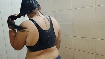 Hot desi housewife romantic under shower video