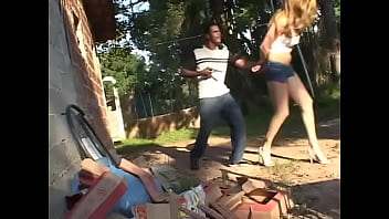 Perfect Strawberry Blonde Tranny Sucks Mugger's Black Cock thumbnail