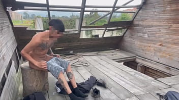 Cuervoperv daring young man cums totally naked in an abandoned cabin near the public road very risky surrounded by strangers