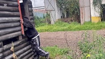 Cuervoperv daring young man cums totally naked in an abandoned cabin near the public road very risky surrounded by strangers