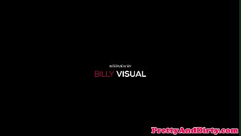 Busty amateur babe interviewed about shoot