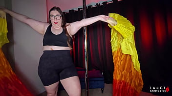 Thick bbw try on haul wiith 5 tight gym shorts hugging juicy ass dirty talk stripteases and naughty dance 4k landscape