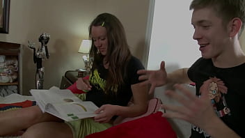 Blonde teen sucking big cock