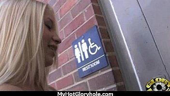 Ebony teen cleaning all the cocks at gloryhole 3