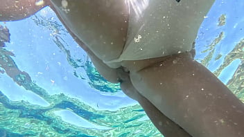 Underwater anal sex cum eat mouth piss