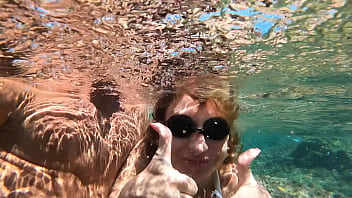 Underwater anal sex cum eat mouth piss