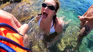 Underwater anal sex cum eat mouth piss