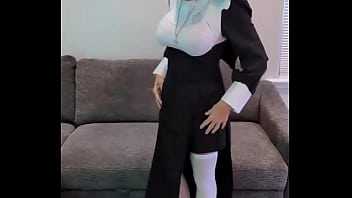 Sister stella tries on her nun habit and cosplay costume