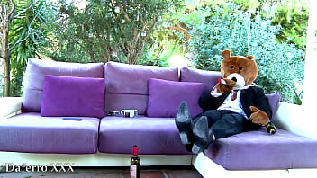 Hot petite latina babe with perfect body fucking with pervert teddy bear