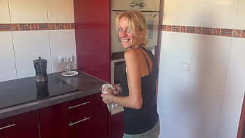 I’m washing the dishes whant do you want a blowjob hot wife in the kitchen