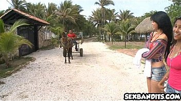 03 cute young latinas 3way pool sex 09