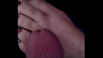 Raven's feet rubbed by cock