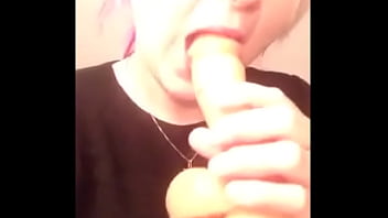 My friend sucking a dildo
