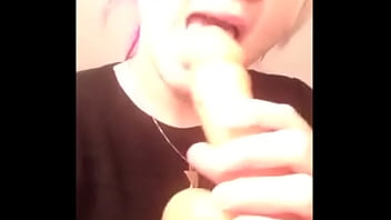 My friend sucking a dildo
