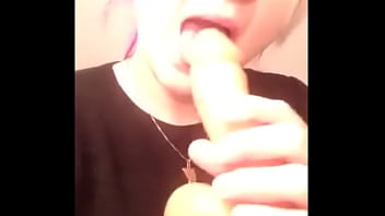 My friend sucking a dildo