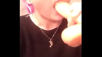 My friend sucking a dildo