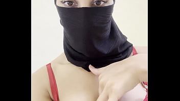 Arab hijab girl in niqab teases her big boobs and perfect round tits