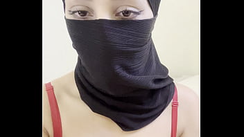 Arab hijab girl in niqab teases her big boobs and perfect round tits