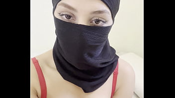 Arab hijab girl in niqab teases her big boobs and perfect round tits