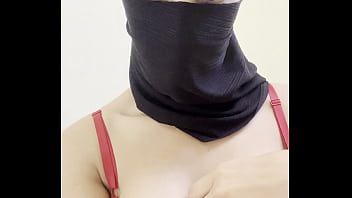 Arab hijab girl in niqab teases her big boobs and perfect round tits