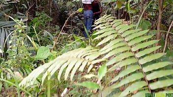 Fucking in the bush with a black fat pussy