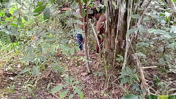 Fucking in the bush with a black fat pussy