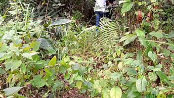 Fucking in the bush with a black fat pussy