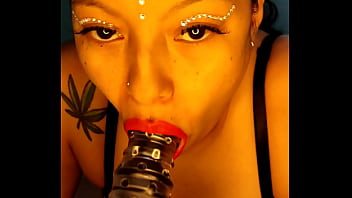 Blue changed his cock for a big dildo and swallows it all