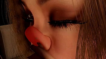 Perky cute girl gives a deep throat blowjob