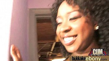 Ebony babe sucks too many white cocks 3