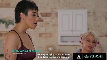 Beautician gives nuru massage to guy waiting for wife