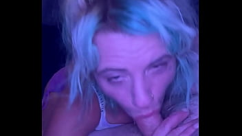 Real hooker smiles as a guy cums in her mouth after a long blowjob