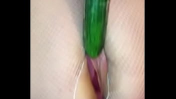 Fucking myself with huge cucumber