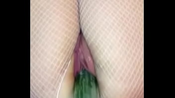 Fucking myself with huge cucumber