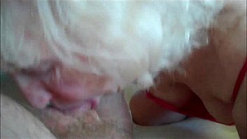 Amateur grandma sucking a young shaft