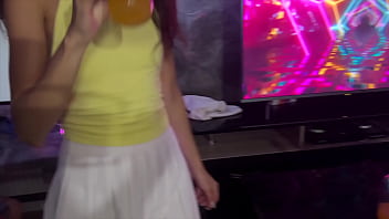 While the cuckold was playing a new game on the console his unfaithful slut was fucked by guys at a party and cummed on