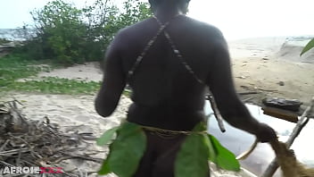 Busty african witch grinding her thick body in ritual dance and cleansing in sacred water