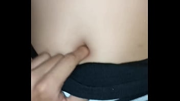 I peck her belly button while she rides me