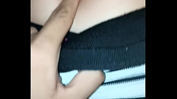 I peck her belly button while she rides me