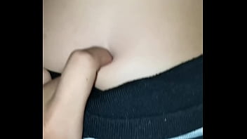 I peck her belly button while she rides me