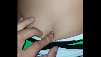 I peck her belly button while she rides me