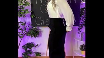 Nylon club sexy mature blonde putting on coffee colored tights