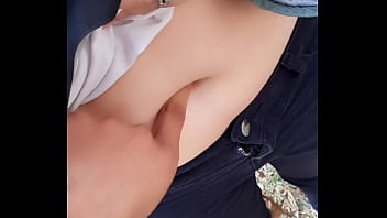 Playing with her belly button in the park part 2