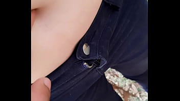 Playing with her belly button in the park part 2