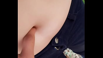 Playing with her belly button in the park part 2