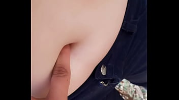 Playing with her belly button in the park part 2