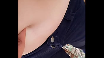 Playing with her belly button in the park part 2